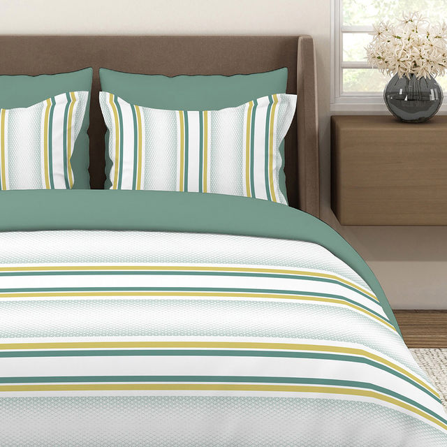 Layers Durathread Cotton Blend 225 CVC White King Bedsheet with 2 Pillow Covers