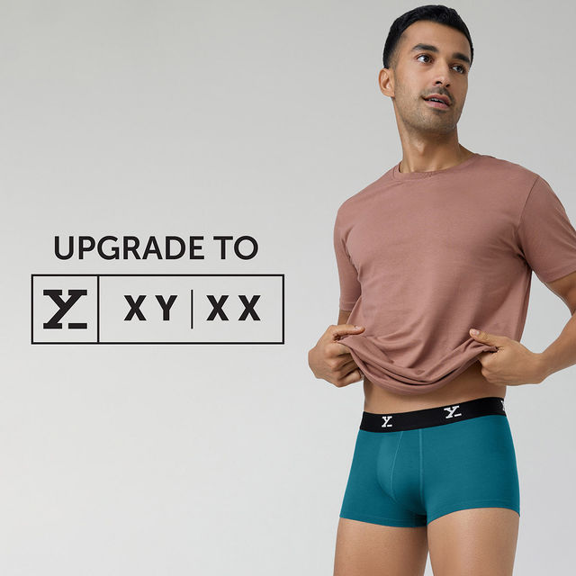XYXX Ace IntelliSoft Micro Modal solid Trunk | Men's Innerwear | Pack of 2 | Blue + Grey- L