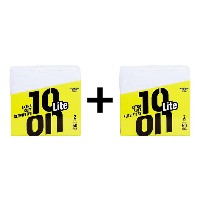 10On Lite 2Ply Table Top Tissue Napkins | 50 Pulls 1 pc X 2 Combo