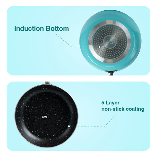 BAY6 Nonstick Induction Bottom Fry Pan (3mm) 22 cm -Teal