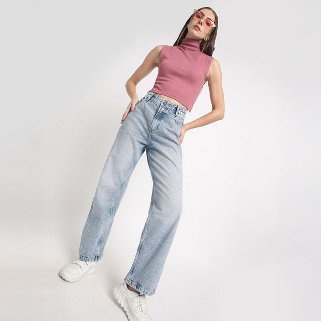 Bene Kleed Women's Straight Denim Trousers | Blue - 32
