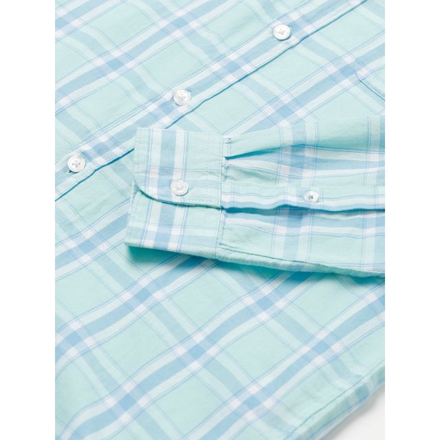 The Bear House Men Slim Fit Checked Button-Down Casual Shirt - Joan | Blue | L