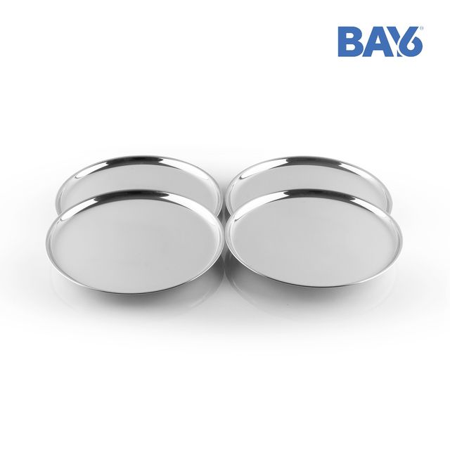 BAY6 Traditional Stainless Steel Thali– 9 Inch - (4pc)