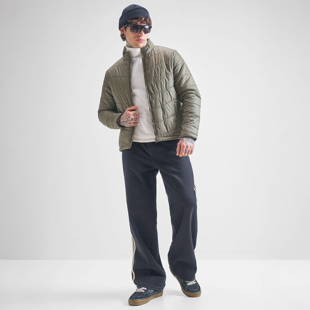 Buy Highlander Men's Stand Collar Padded Jacket | Olive - 2XL