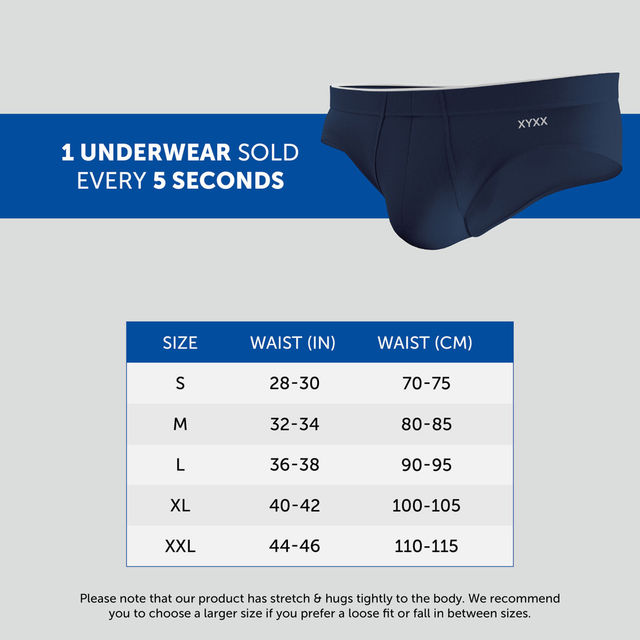 XYXX Men's Solid Modal Brief | Black and Blue - M