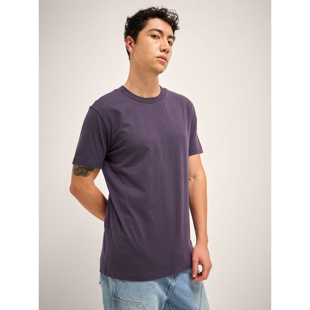 The Bear House Men Relax Fit Solid T-shirt - Thames | Purple | XXL