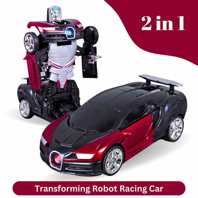 Fablue Transforming Robot Racing Car Toy For Kids - Multicolor