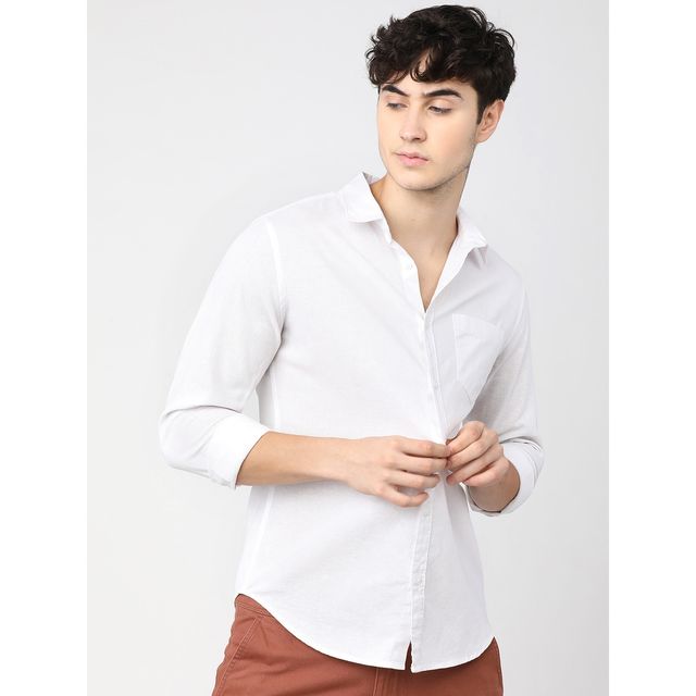 Ketch Men Solid Slim Fit Casual Cotton Shirt | White | L