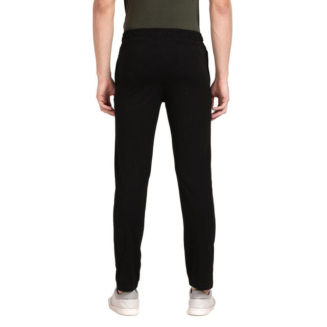 Pepe Jeans Men's Track Pant Cotton Rich Solid Mid-Rise Stretch Fabric Ultra Soft Absorbent | Black - S