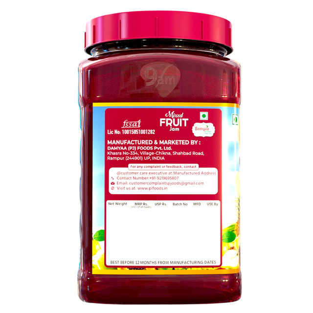 9:00 AM Mixed Fruit Jam | Bottle | Artificial Colour-free and Preservative-free | 1 kg