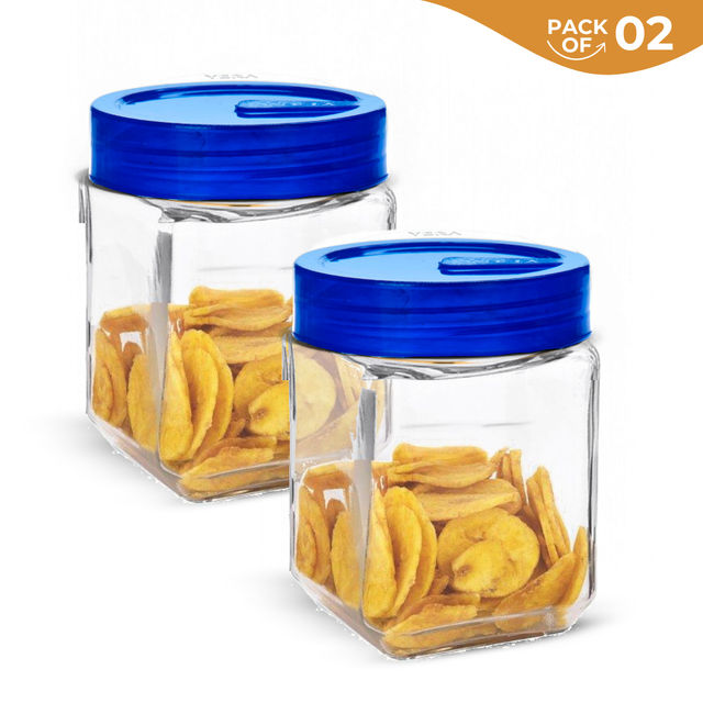 Yera Everyday Storage Jars Square 835 ml (Each) Set Of 2 pcs