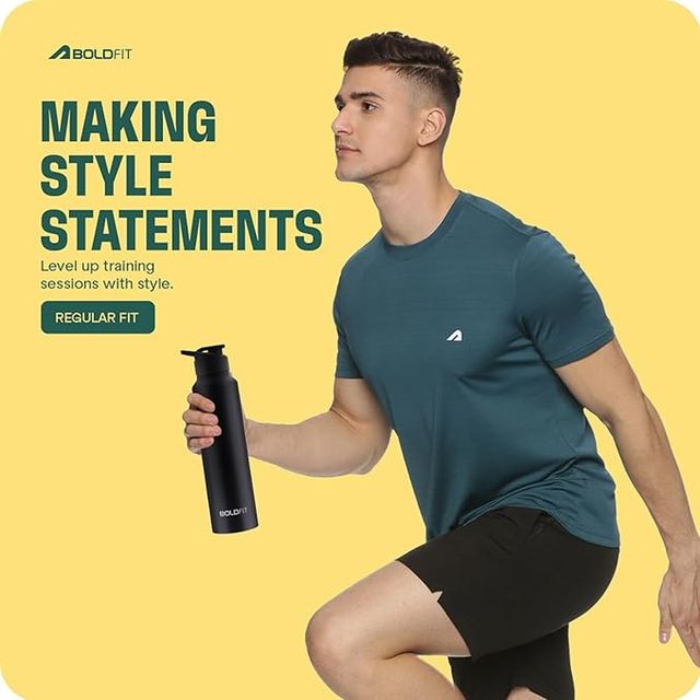Boldfit Men's Gym T-shirt Quick Dry Fit Regular Sports Casual Active Wear | Green - M