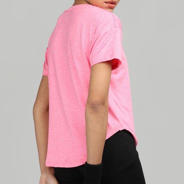 Chkokko Women's Round Neck Dry Fit Gym Sports Printed Regular Fit T-shirt | Spacedye Pink - XL