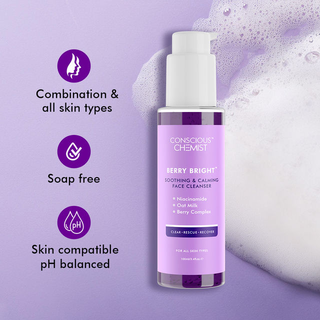 Conscious Chemist Pore Refining Brightening Face Wash With Niacinamide, Blueberry Extracts