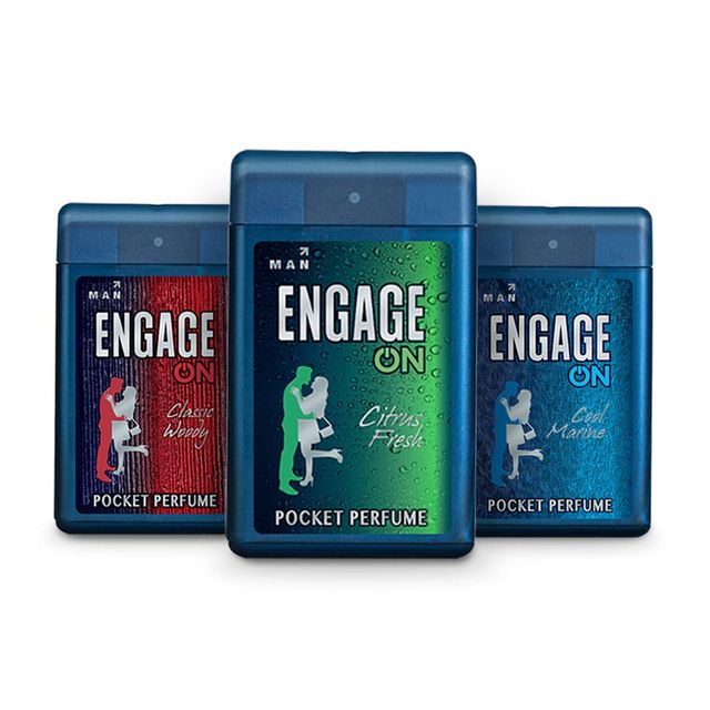 Engage ON Cool Marine Pocket Perfume For Men, Citrus & Fresh Fragrance