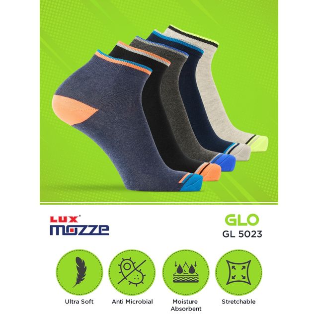 Lux Mozze Men's Solid Cotton Ankle Socks | Assorted - Free Size