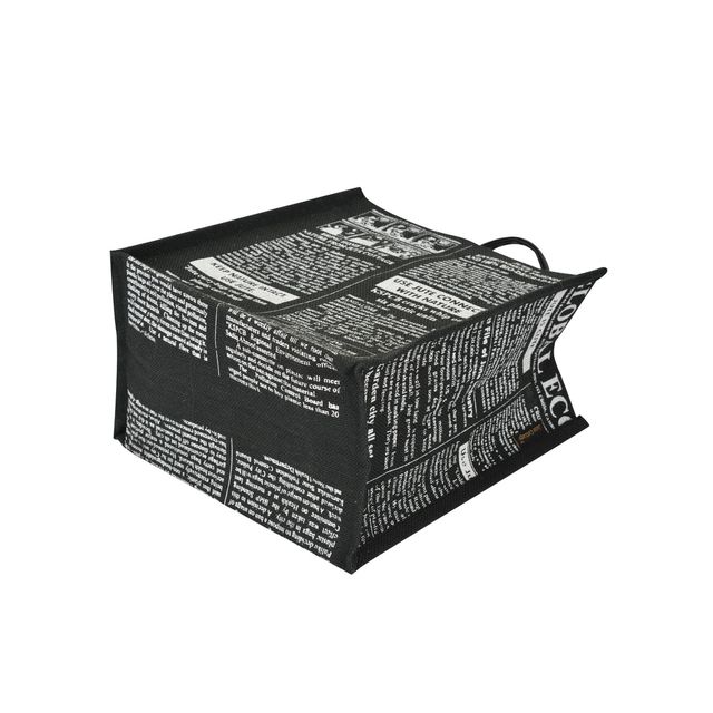 Jute Cottage Carry Bag - Global Zipper Lunch Bag | Eco-friendly | Stylish | Black | 12 x 12 x 7