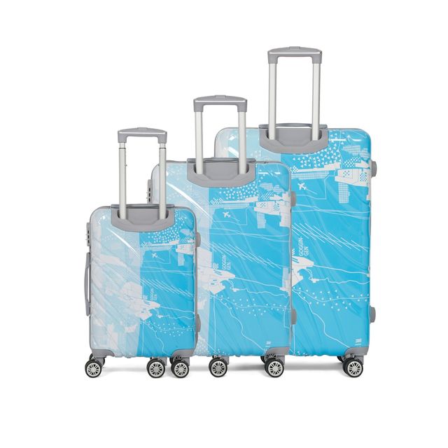 Teakwood Textured Polycarbonate 100 L and 137 L Retractable Trolley Bag | Blue - S, M, and L