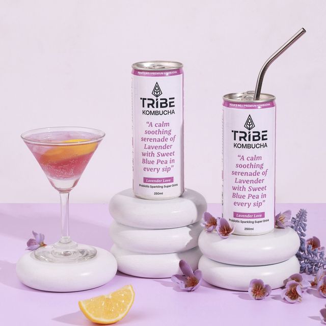 Tribe Kombucha Naturally Sparkling Probiotic Herbal Tea |Green Tea With Blue Pea & Lavender 250 ml X 2 Combo