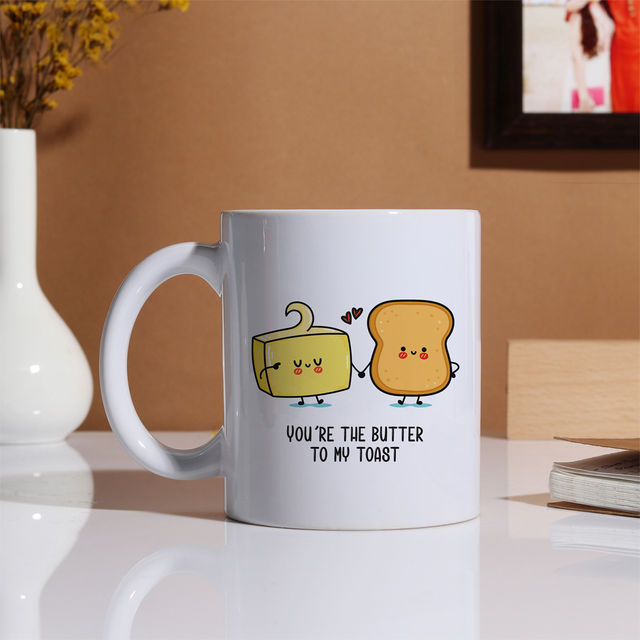 Oye Happy Butter and Toast Mug - Set Of 2