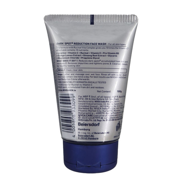 Nivea Men Dark Spot Reduction Face Wash -  10 X Vitamin C Effect 100 g Combo
