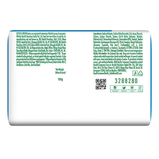 Dettol Icy Cool Bathing Soap Bar With 2x Menthol