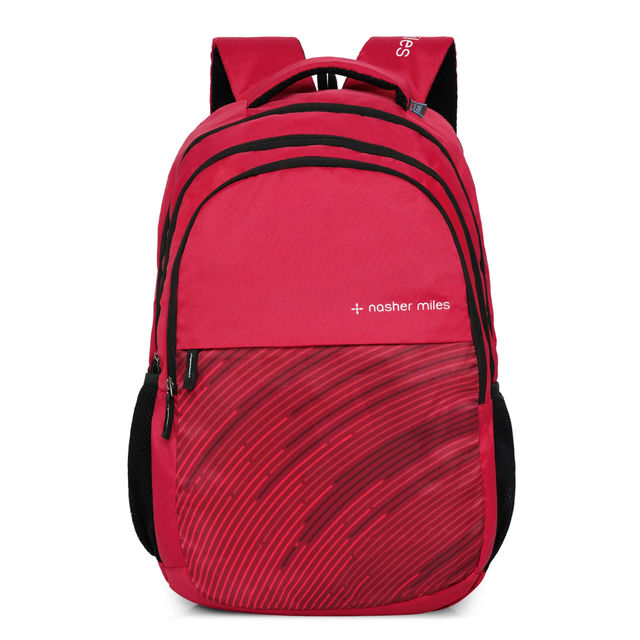 Nasher Miles Wave Backpack- Unisex- 3 Compartment Casual College Bag- Red- 45L