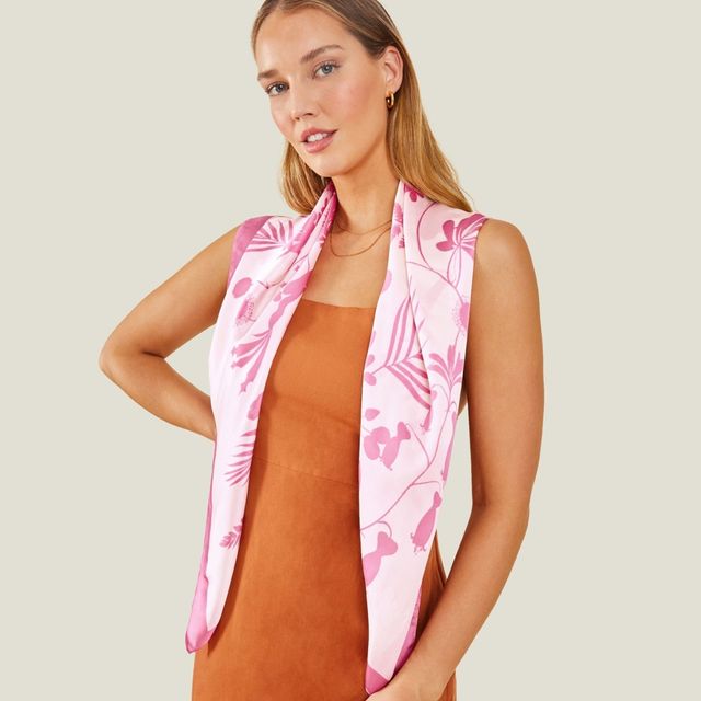 Accessorize London Women's Satin Square Scarf | Pink