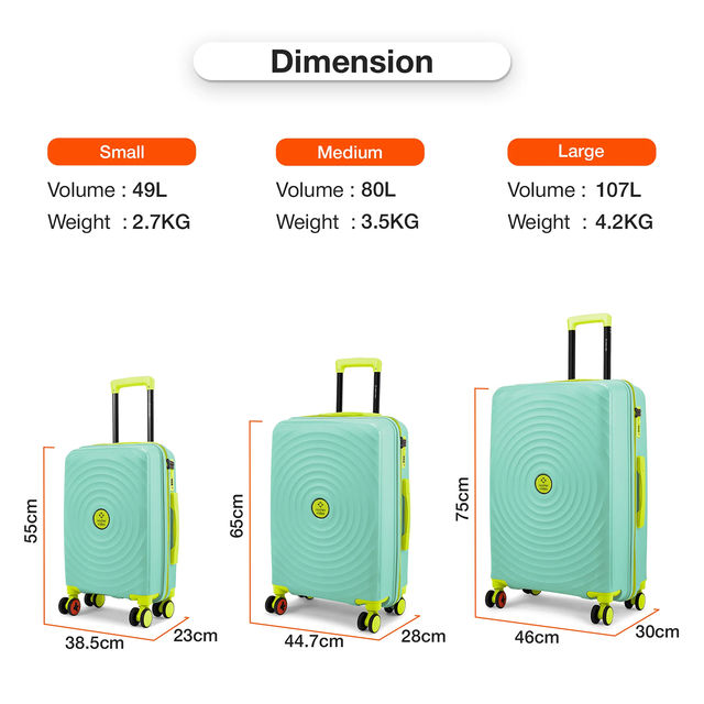 Nasher Miles Goa Check-In Hard Sided Polypropylene | 24 Inch - 65 cm Trolley Bag | Cyan Green