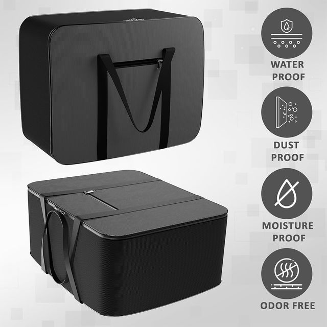 Kuber Industries Nylon 72L Large King Size Underbed Storage Box,Blanket Storage Bags-Grey & Black