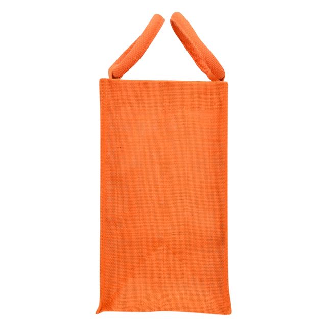 Jute Cottage Carry Bag - Triangle Print Zipper Lunch Bag | Eco-friendly | Orange | 12 x 12 x 7.5