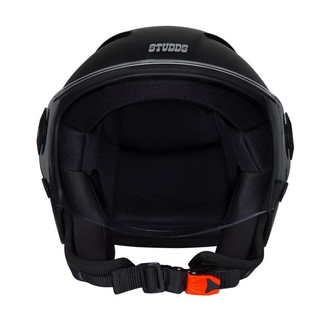Studds Vogue Open Face Motorcycle Helmet with Clear Visor |Matt Black - M