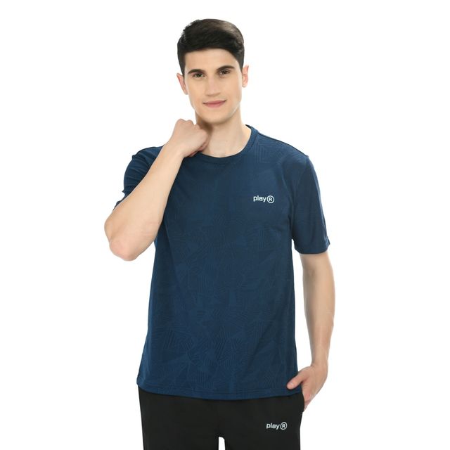 Playr Men's Adult Running Cross Run Tee 100% Polyester for All Season | Blue | S