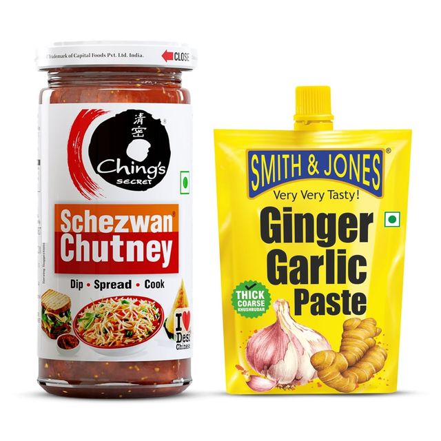 Ching's Secret Schezwan Chutney (250 g) & Smith & Jones Ginger Garlic Paste (200 g) Combo