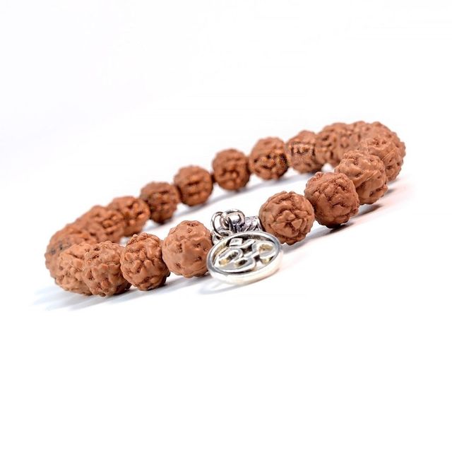 Seetara 5 Mukhi Rudraksha Bracelet with Om Charm for Spiritual Protection