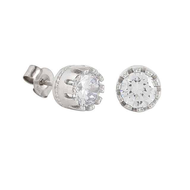 Voylla 925 Sterling Silver Cz Stone Twirl Stud Earrings