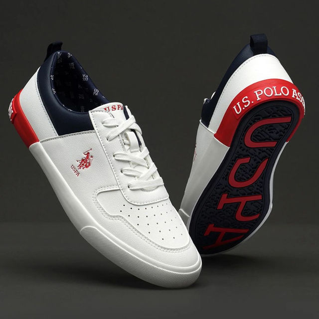 U.S. Polo Assn. Men's Men's Men Panelled Colour Block Clanal Sneakers Off white - UK 8
