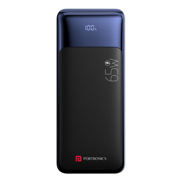 Portronics Ampbox 27K 65W 27000 mAh 4-in-1 Fast charging Power Bank with 2 Type C PD Output (Black)