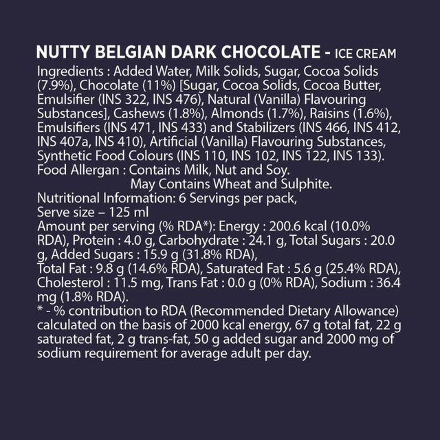 Havmor Signature Nutty Belgian Dark Chocolate Ice Cream Tub
