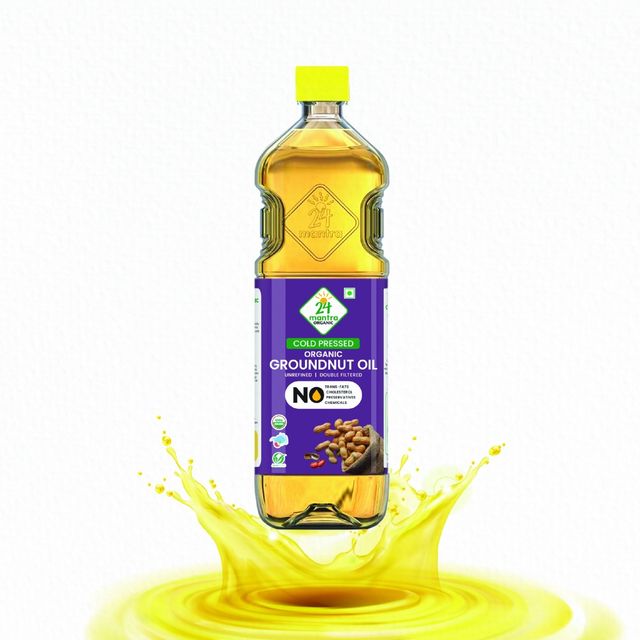 24 Mantra Organic Groundnut Oil Cold Pressed | Bottle