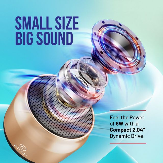 pTron Funk Mini 6W Bluetooth Speaker With 8hrs Playtime| Pristine Sound - Gold