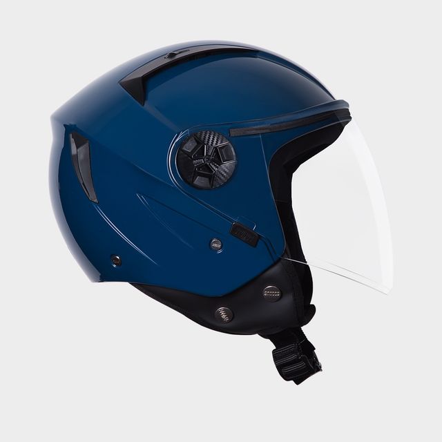 Studds Vogue Open Face Motorcycle Helmet with Clear Visor |Petrol Blue - L