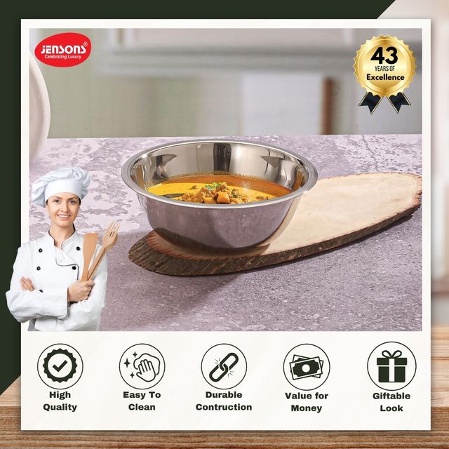 Jensons Stainless Steel Deep Mixing Bowl 20 cm 1 pc X 2 Combo