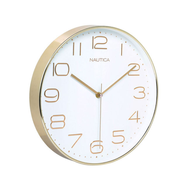 Nautica Modern WallClock For Stylish Home With Quartz Technology 1Pc Size(Abs) White/Rosegold