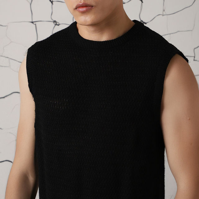 Buy Hubberholme Men's Sleeveless Pullover | Black - L Online