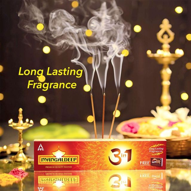 Mangaldeep 3 In 1 Incense Sticks / Agarbatti - Charcoal Free With Long Lasting Fragrances