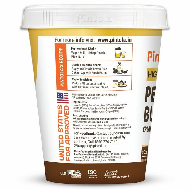 Pintola Crunchy High Protein Peanut Butter Dark Chocolate