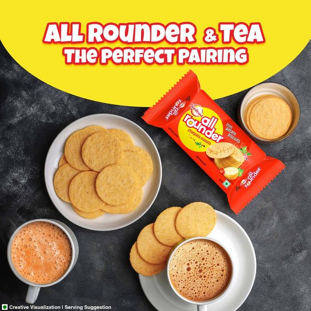 Sunfeast All Rounder, Thin, Light & Crunchy Potato Biscuit with Chatpata Masala Flavour