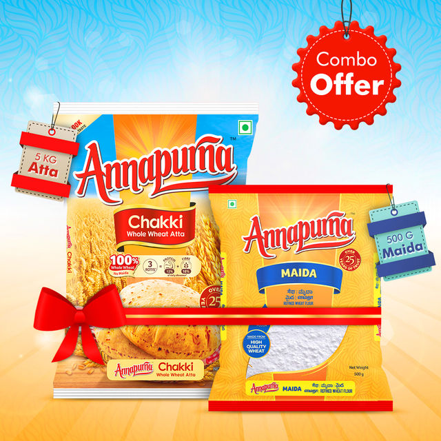 Annapurna Chakki Whole Wheat Atta(5kg) & Annapurna Maida(500gms) Combo 