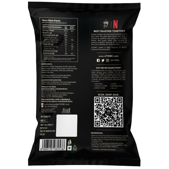 4700BC x Netflix, Jumbo, Sweet & Salted, Kettle Popcorn 60 g Combo